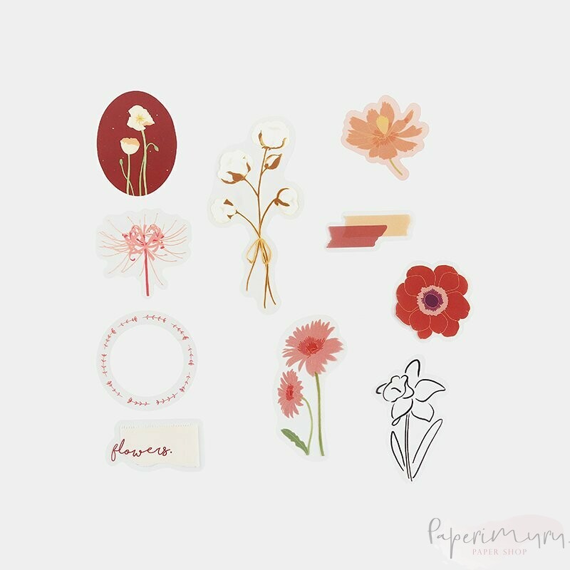 BGM PET Sticker Set Flowers Bloom Red
