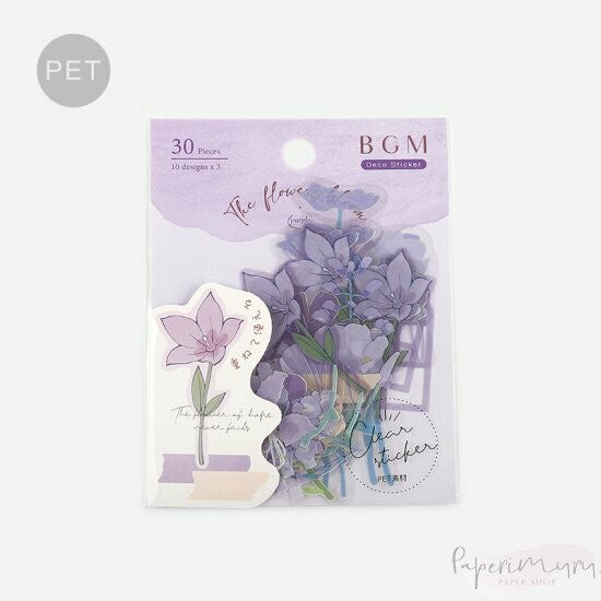BGM PET Sticker Set Flowers Bloom Purple