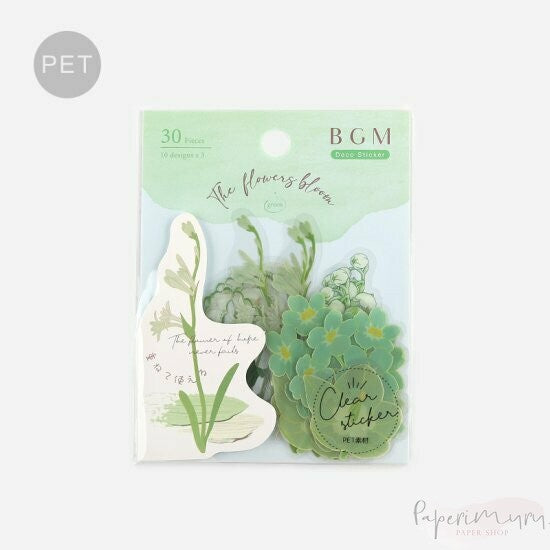 BGM PET Sticker Set Flowers Bloom Green