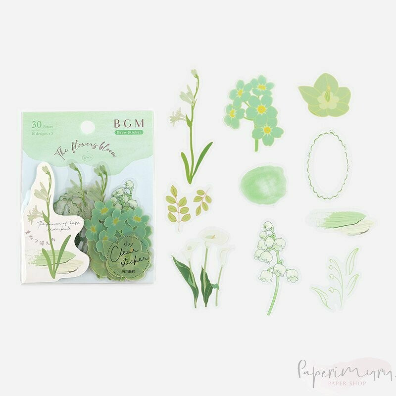 BGM PET Sticker Set Flowers Bloom Green