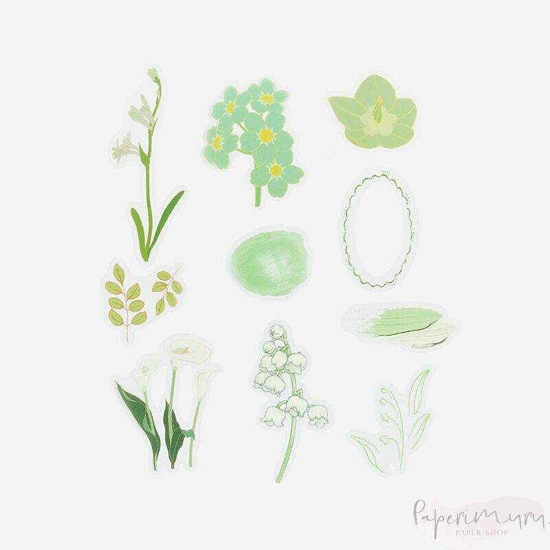 BGM PET Sticker Set Flowers Bloom Green