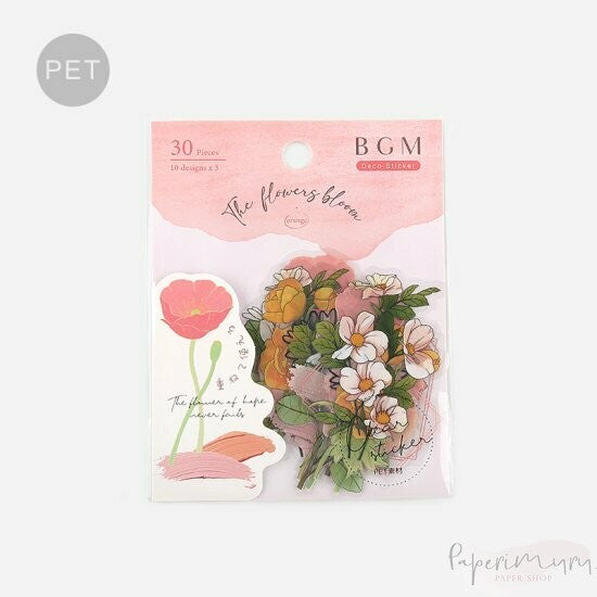BGM PET Sticker Set Flowers Bloom Peach