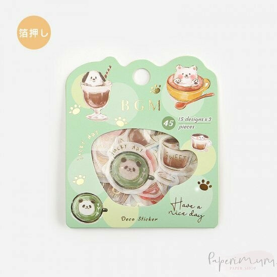 Washi Sticker Flakes Latte Animal Art Foil