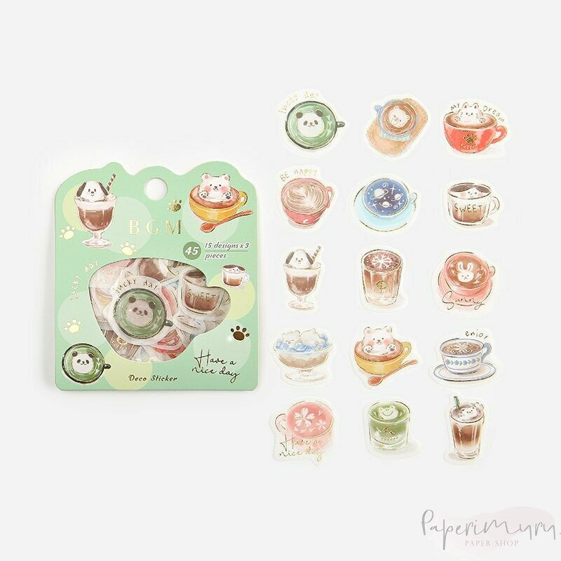 Washi Sticker Flakes Latte Animal Art Foil