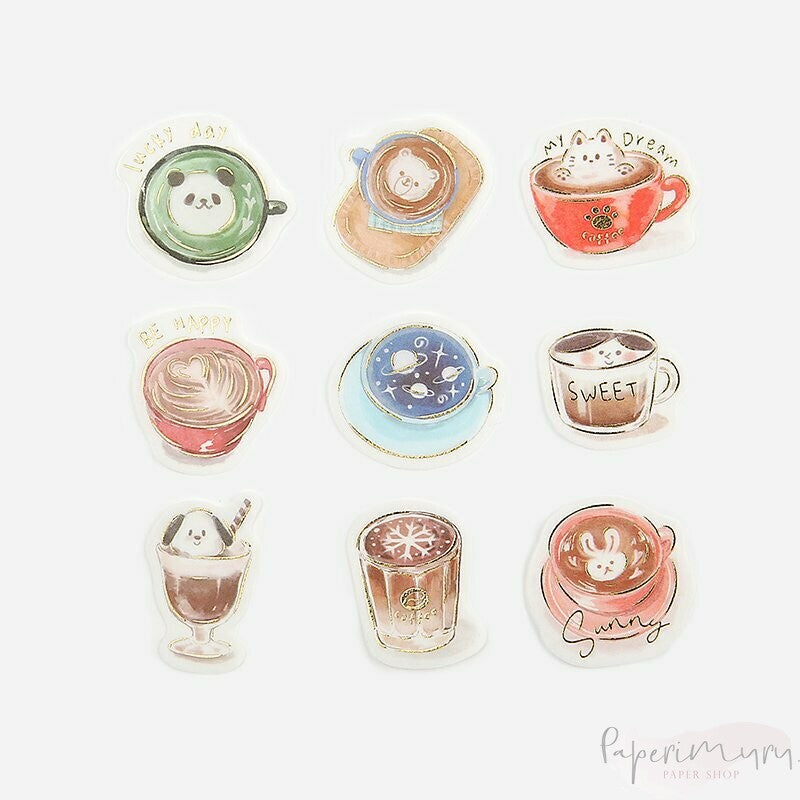 Washi Sticker Flakes Latte Animal Art Foil