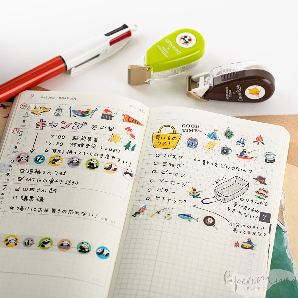 Hobonichi x Plus : Deco Rush - Skateboard Penguin This Deco Rush is an original for the Hobonichi Techo and depicts an active penguin. Deco Rush is a decorative tape that works like a correction tape and provides an easy way to spruce up your techo pages with a cute look.