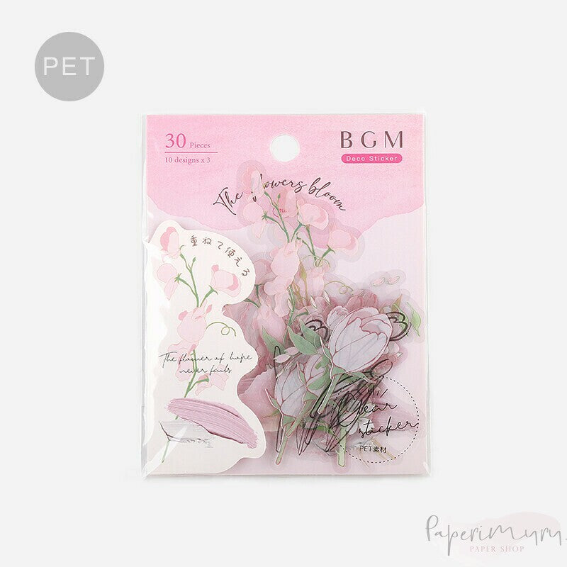 BGM PET Sticker Set Flowers Bloom Pink