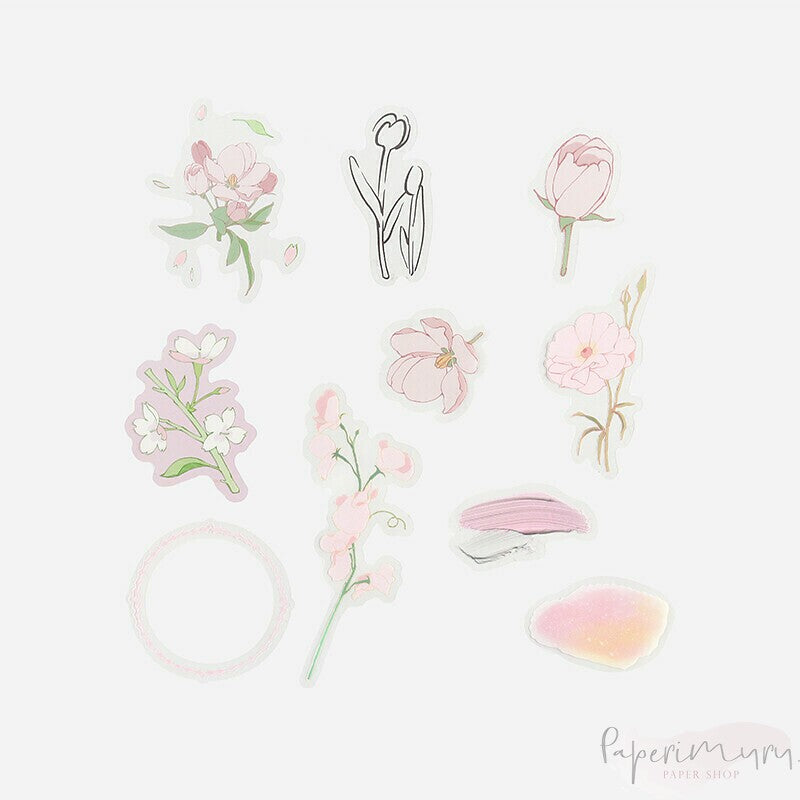 BGM PET Sticker Set Flowers Bloom Pink