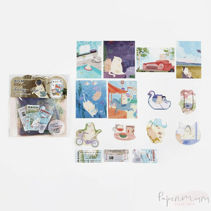 Washi Sticker Flakes Fantasy Trip Neko Land