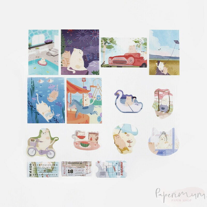Washi Sticker Flakes Fantasy Trip Neko Land