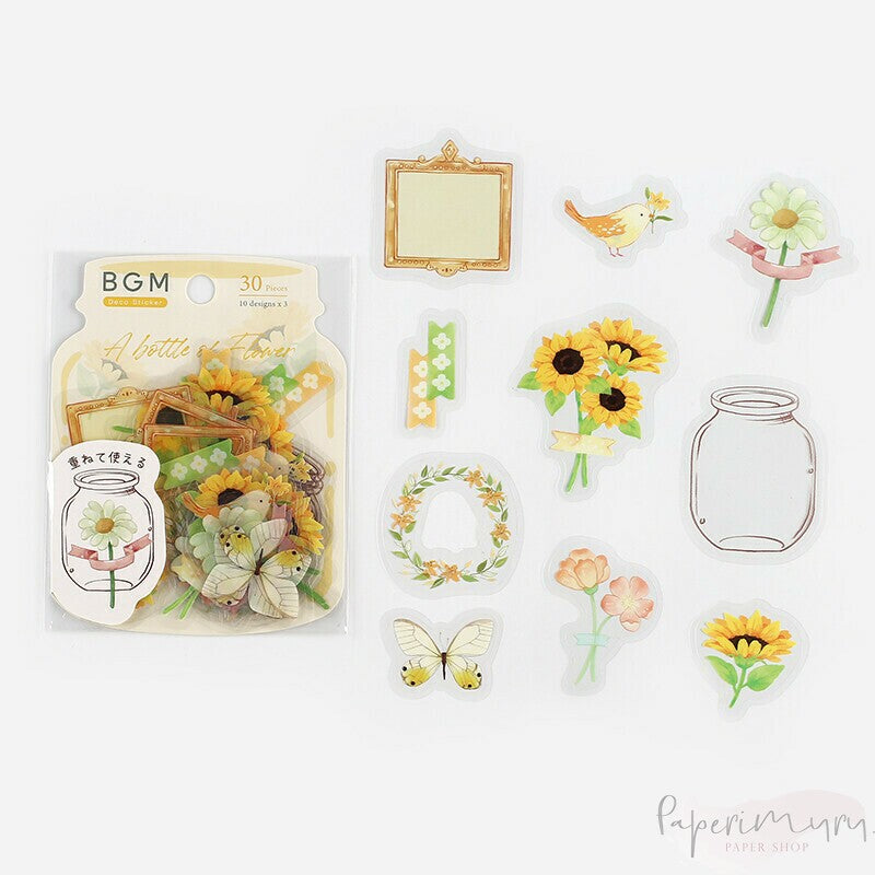 BGM PET Sticker Set Flower Blooms in a Bottle Yellow