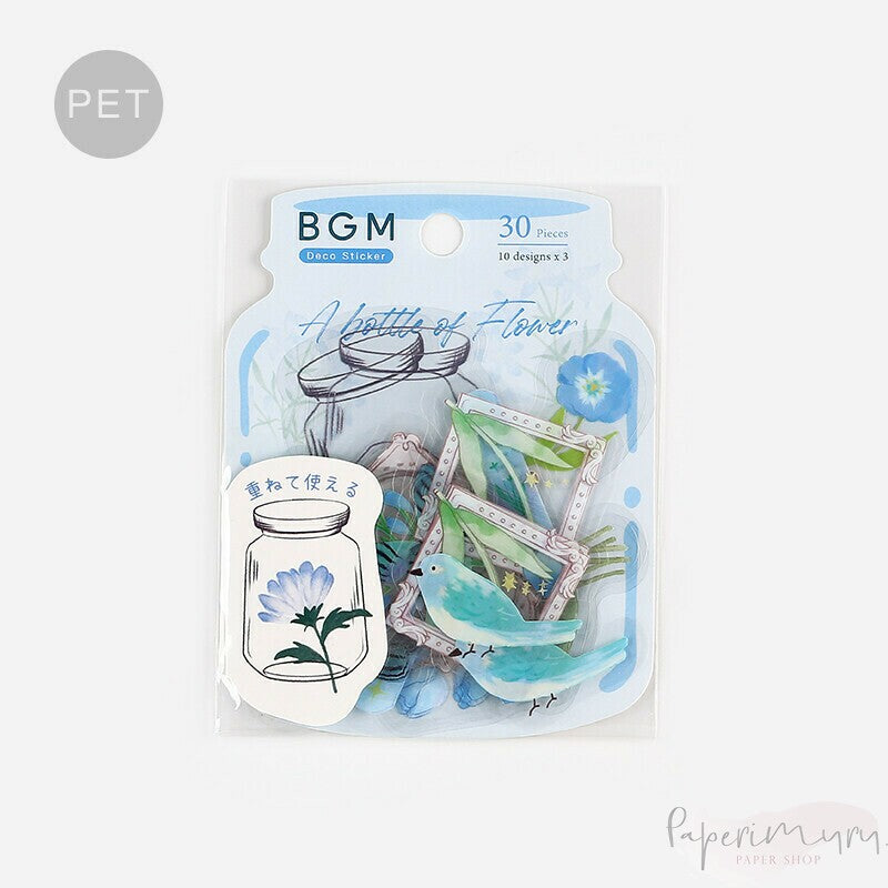 BGM PET Sticker Set Flower Blooms in a Bottle Light Blue