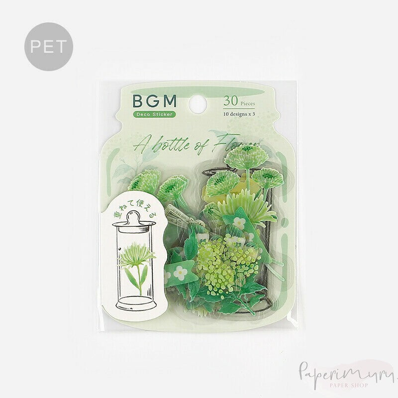 BGM PET Sticker Set Flower Blooms in a Bottle Light Green