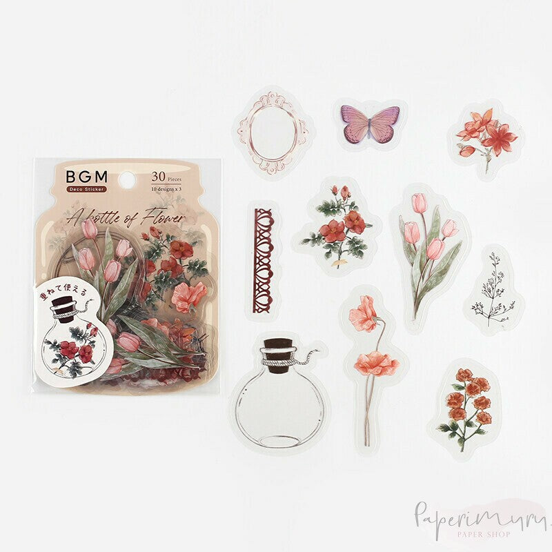 BGM PET Sticker Set Flower Blooms in a Bottle Crimson