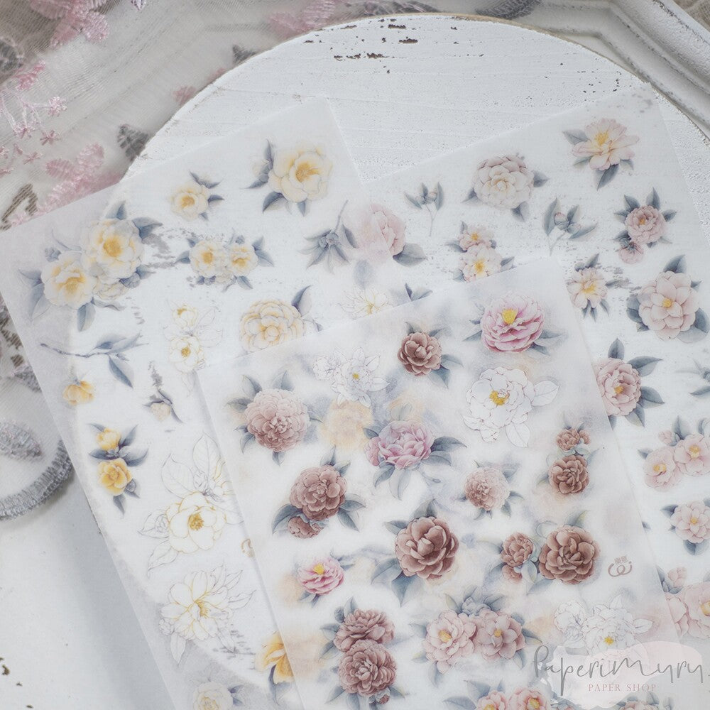 Transfer Sticker Camellia - 3 designs/set