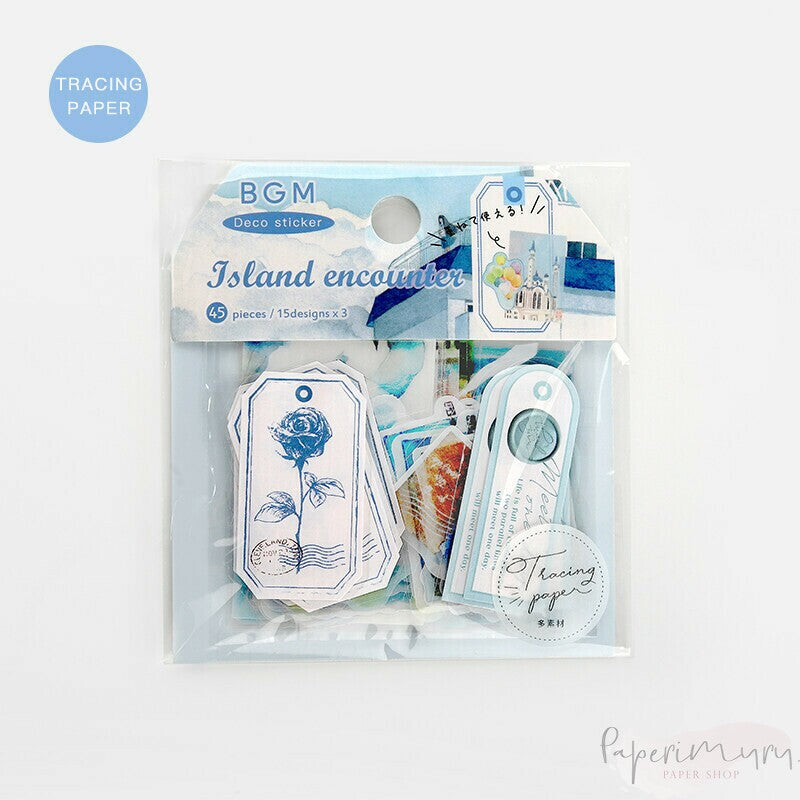 Washi Sticker Flakes Island Encounter Blue