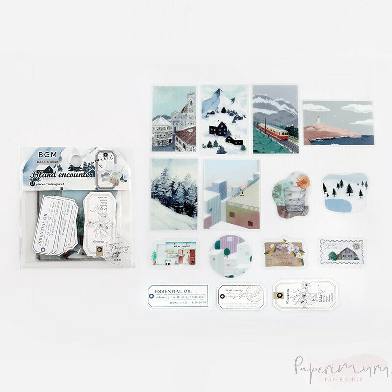 Washi Sticker Flakes Island Encounter White