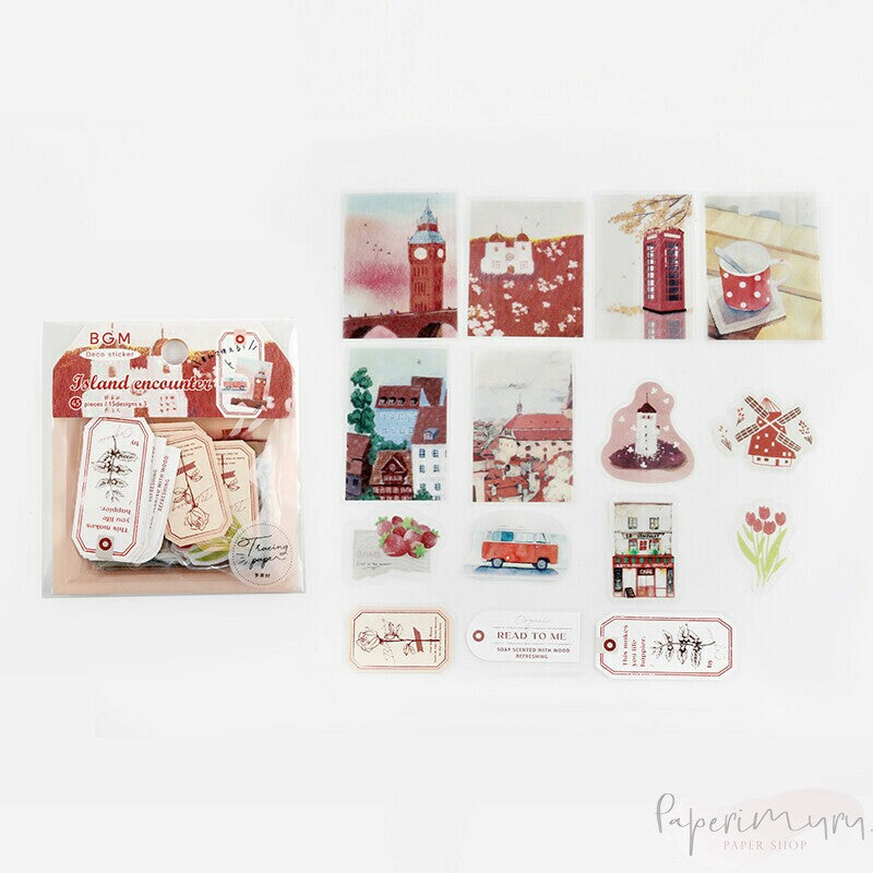 Washi Sticker Flakes Island Encounter Red