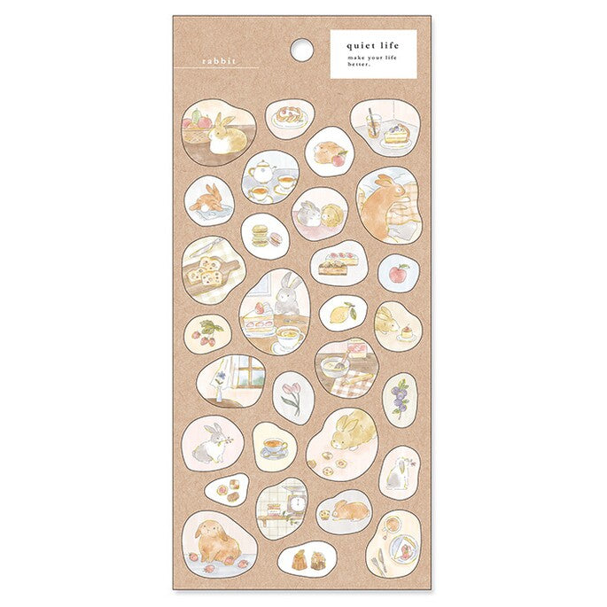 Mind Wave Sticker Quiet Life Bunny Adorable washi stickers featuring cute bunnies. Perfect for sprucing up planners, cards, and papercraft projects, these stickers add a touch of cuteness to any project.