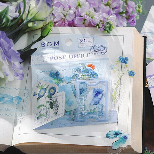 BGM PET Sticker Set Garden Post Office Blue