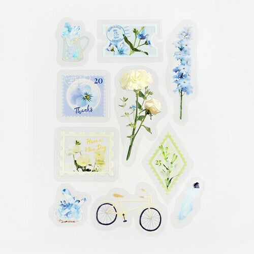 BGM PET Sticker Set Garden Post Office Blue and White