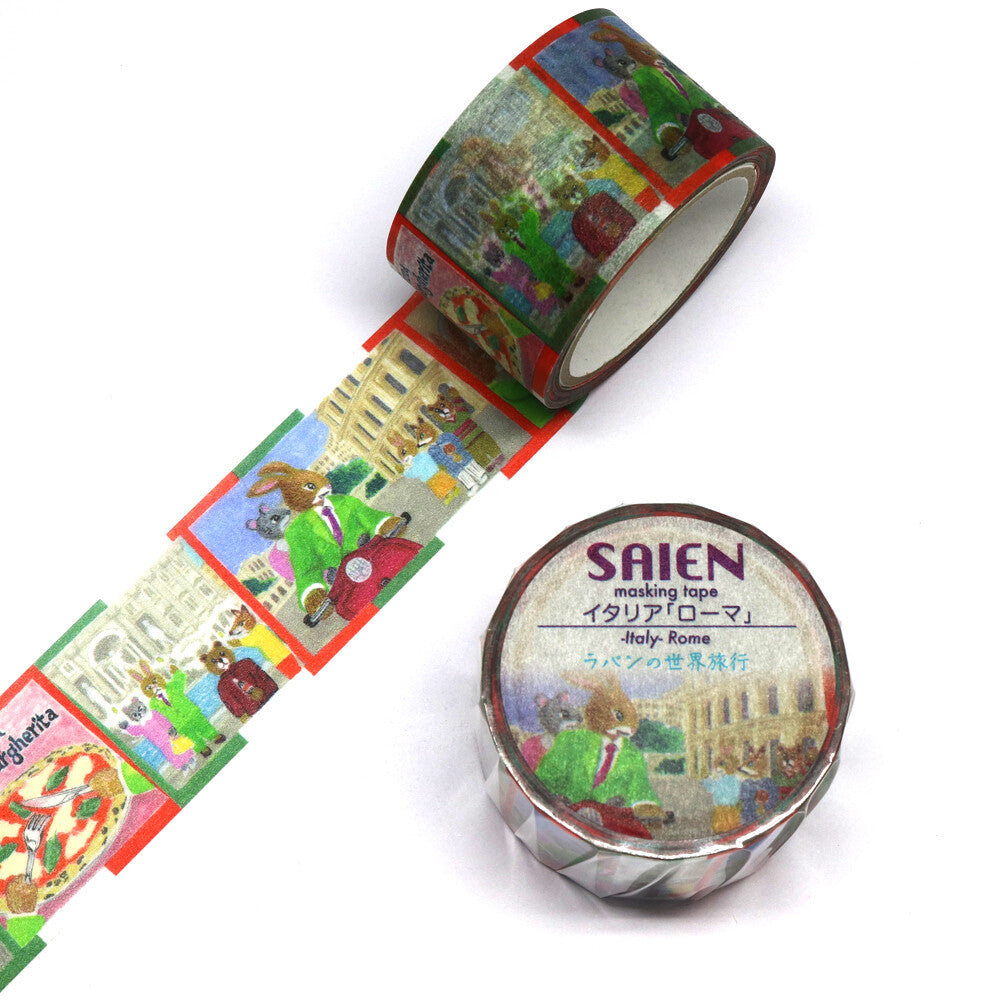 Saien 25mm Washiteippi Rabbit Lapin World Trip Italy-Rome