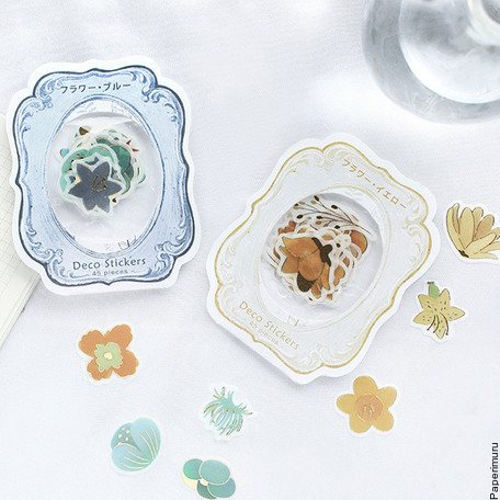 Washi Sticker Flakes Yellow Flowers Foil