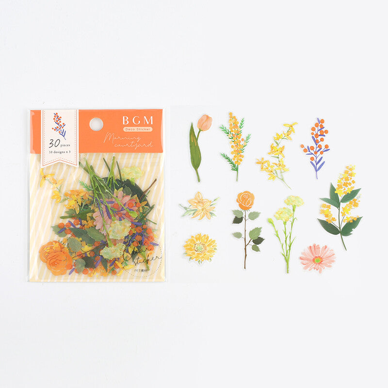 BGM PET Flower Sticker Set Orange