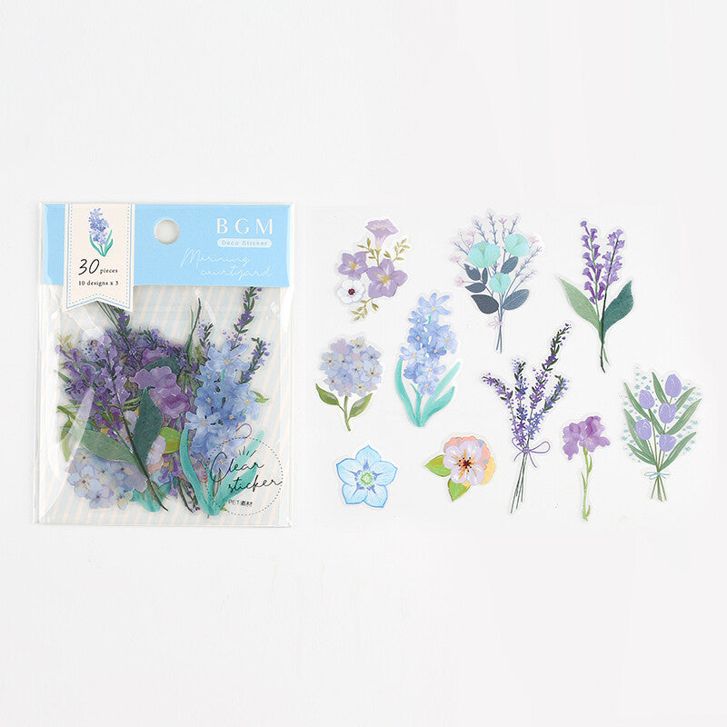 PET Flower Sticker Set Blue