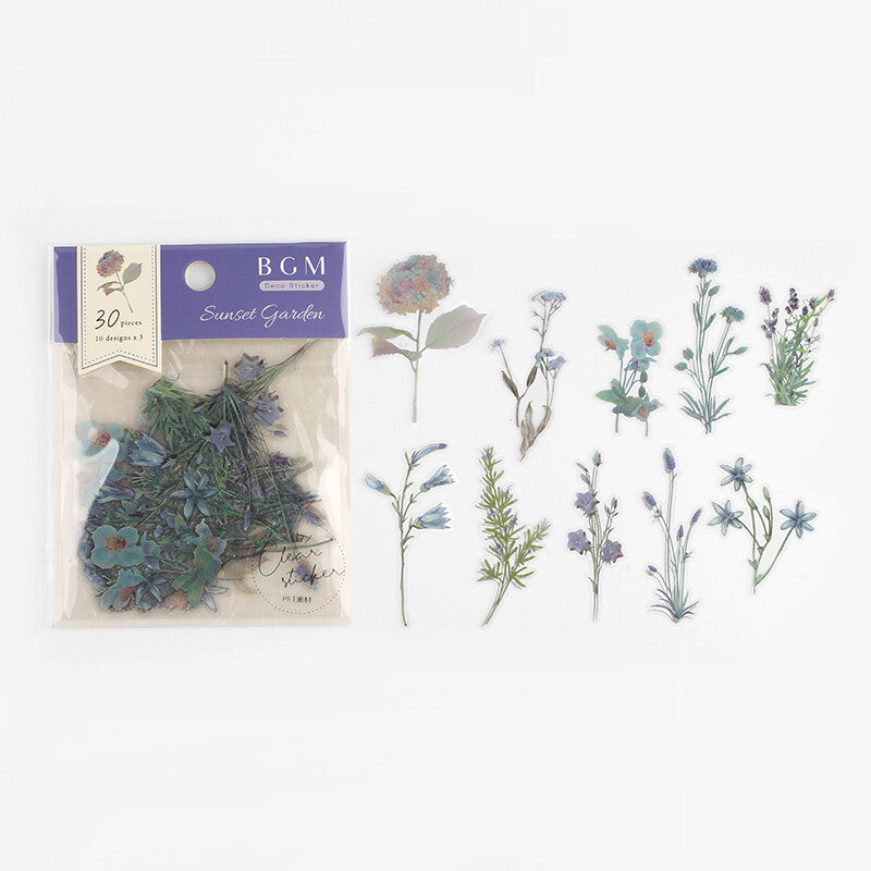 BGM Sunset Garden Flower Sticker Set Purple