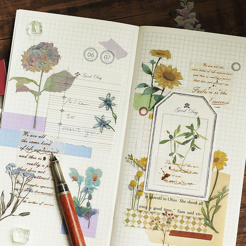 BGM Sunset Garden Flower Sticker Set Purple