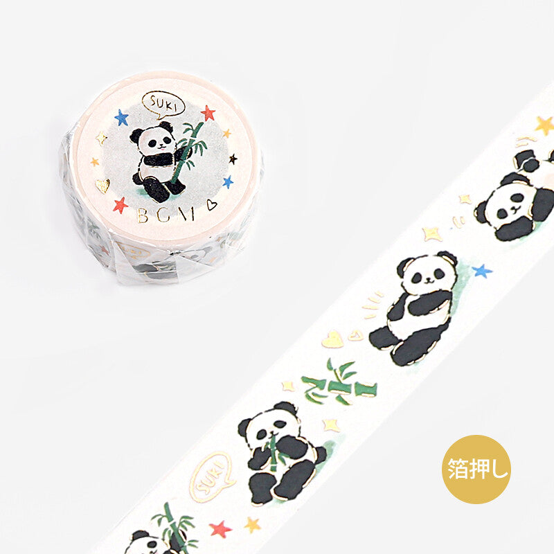 20mm Foil Washiteippi Panda and Bamboo