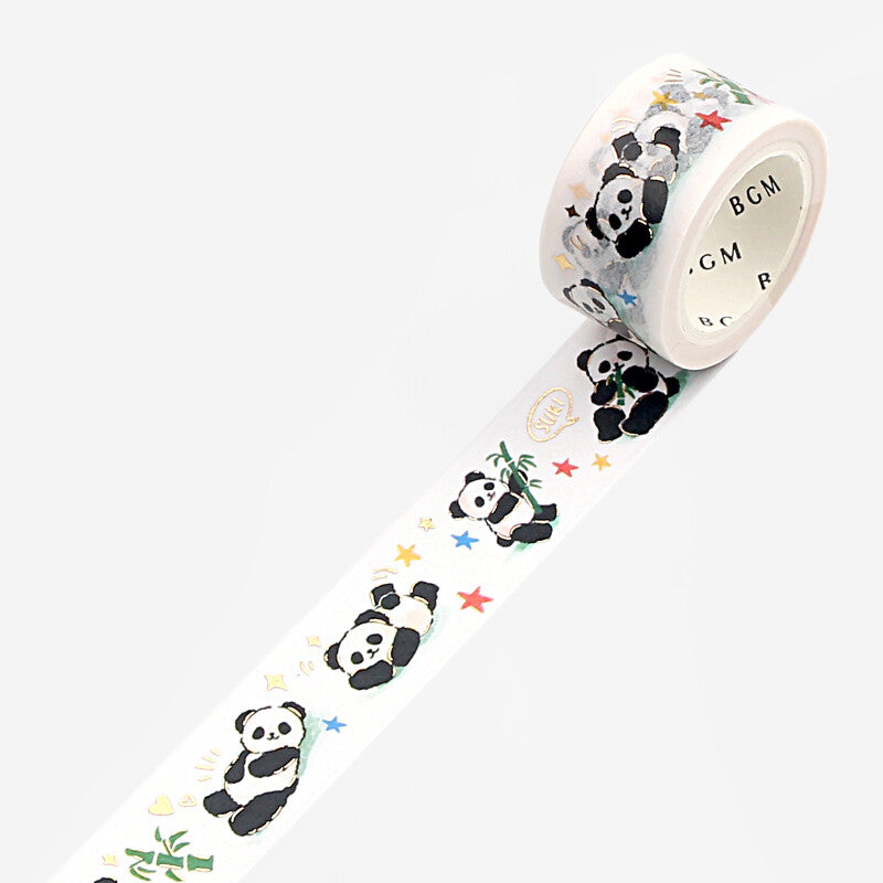 20mm Foil Washiteippi Panda and Bamboo