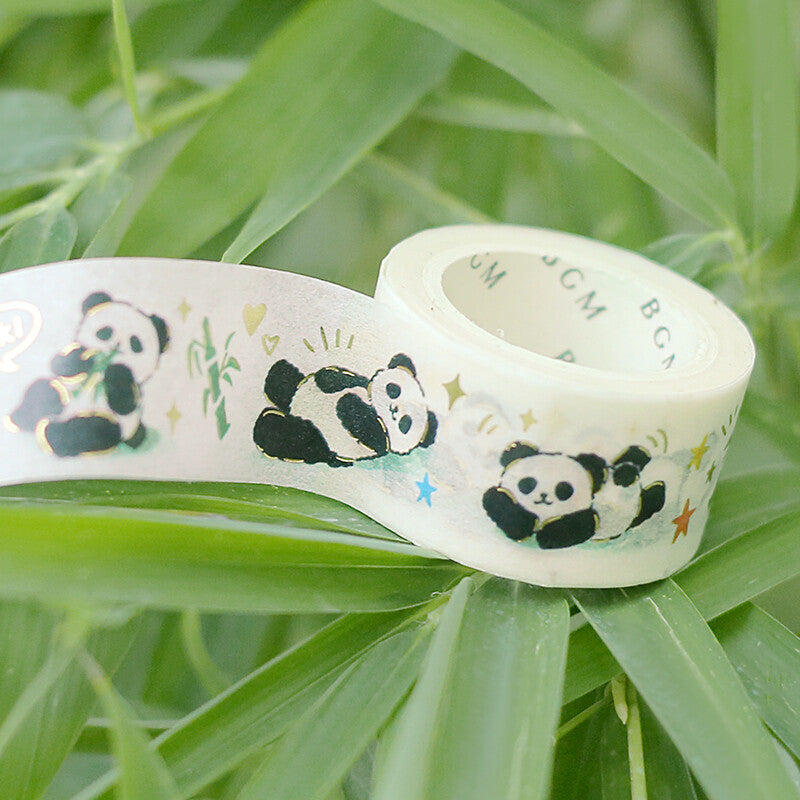 20mm Foil Washiteippi Panda and Bamboo