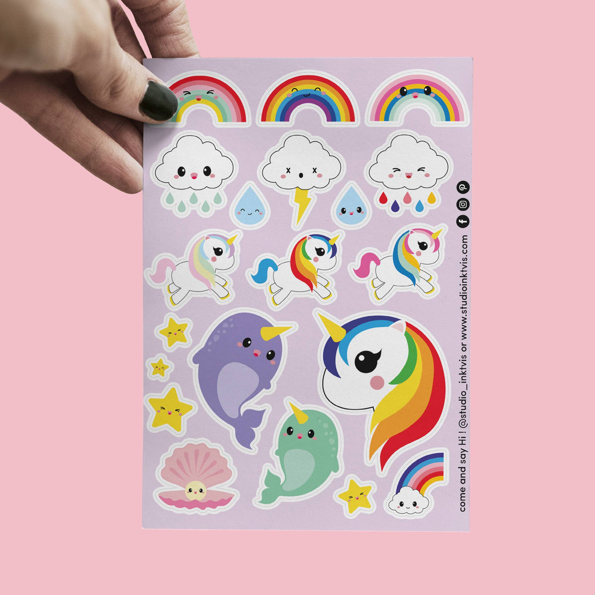 Vinyylitarra-arkki Unicorn Narwhal Rainbow