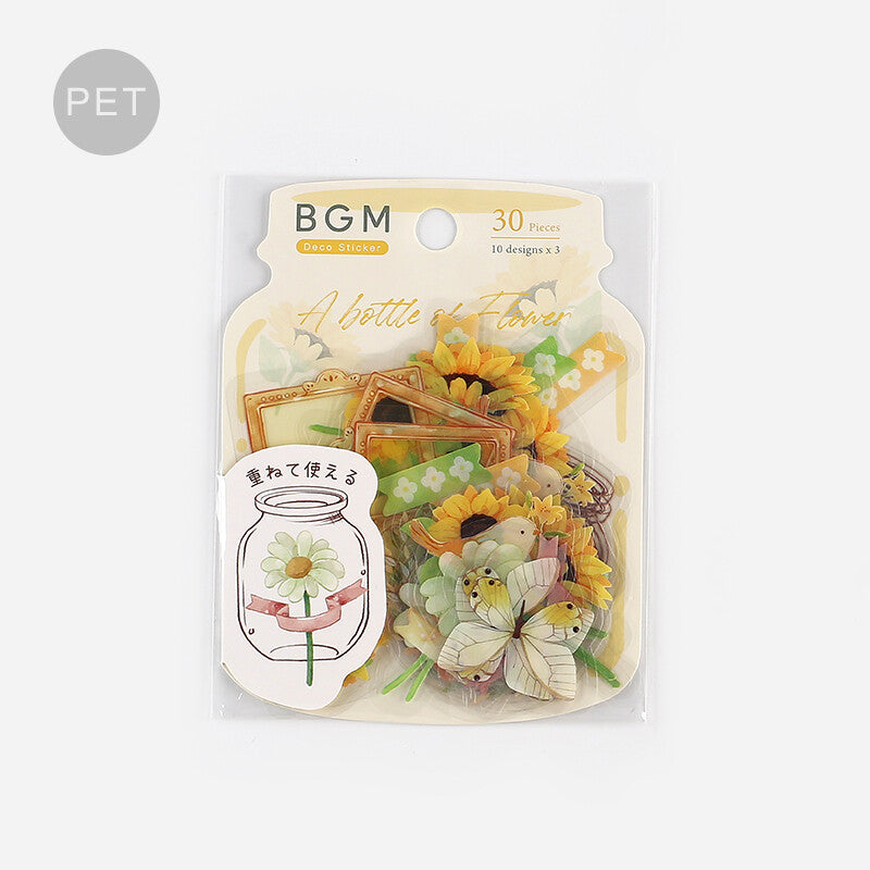 BGM PET Sticker Set A Bottle of Flower Yellow