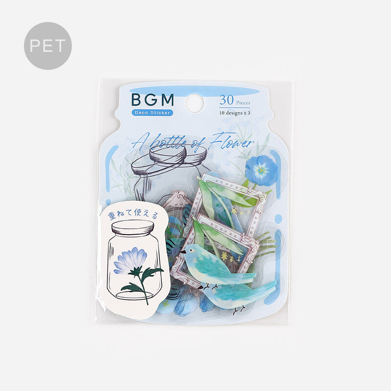 BGM PET Sticker Set Flower Blooms in a Bottle Light Blue