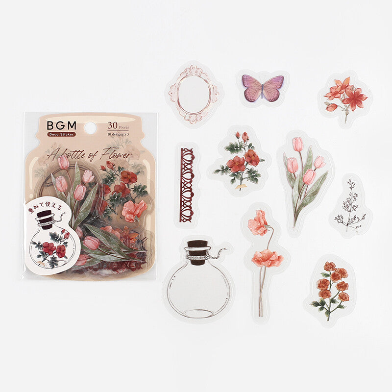 BGM PET Sticker Set A Bottle of a Flower Crimson