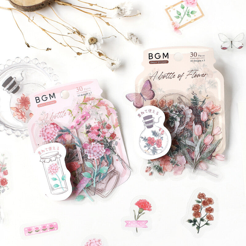 BGM PET Sticker Set A Bottle of a Flower Crimson