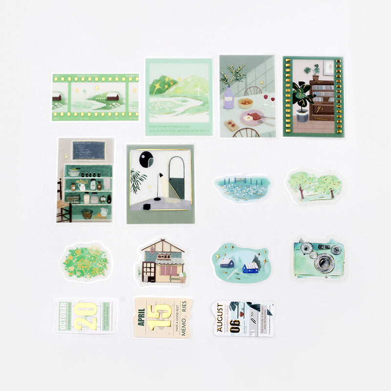 BGM Planner Sticker Flakes Leisurely Time Green