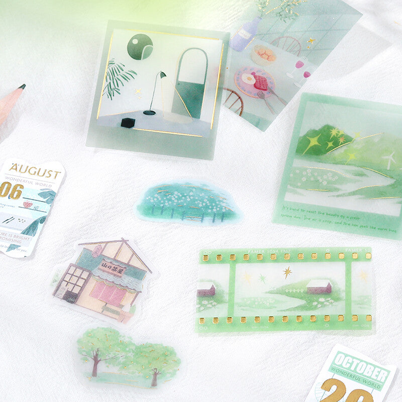 BGM Planner Sticker Flakes Leisurely Time Green