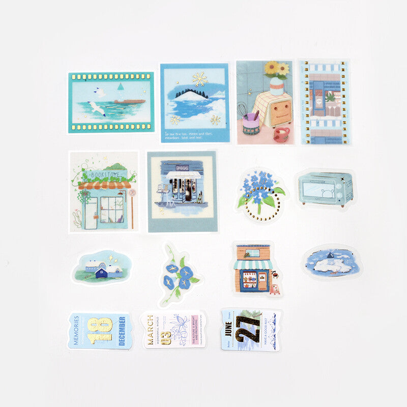 BGM Planner Sticker Flakes Leisurely Time Blue