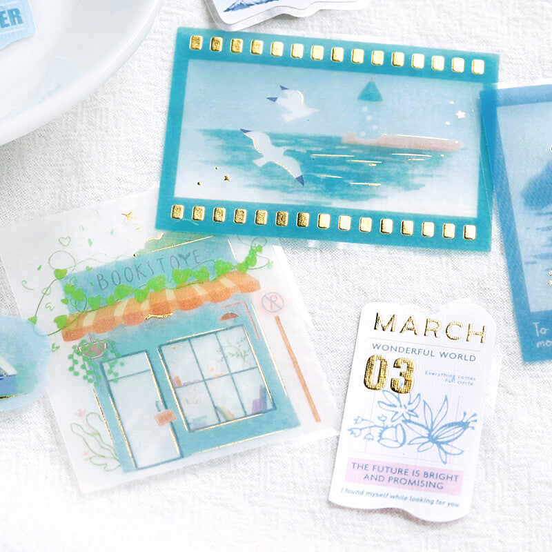 BGM Planner Sticker Flakes Leisurely Time Blue