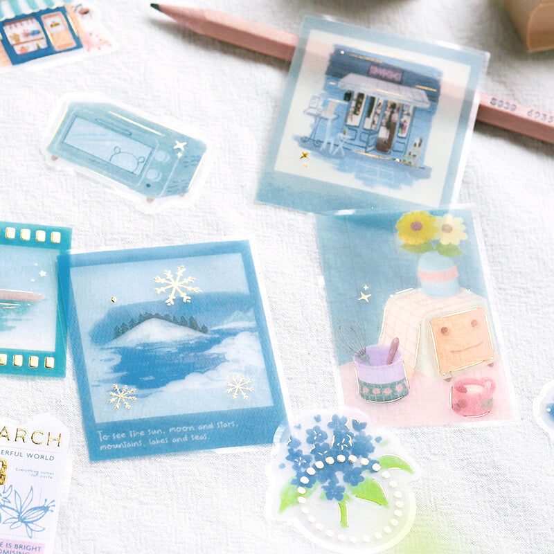 BGM Planner Sticker Flakes Leisurely Time Blue