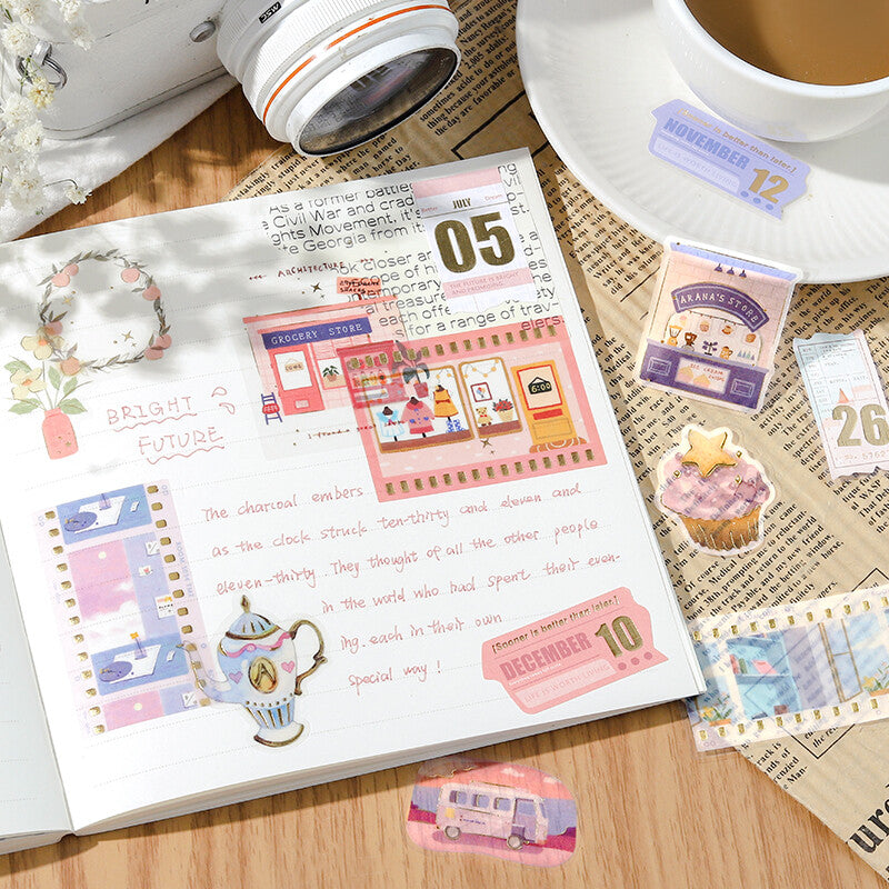 BGM Planner Sticker Flakes Leisurely Time Pink