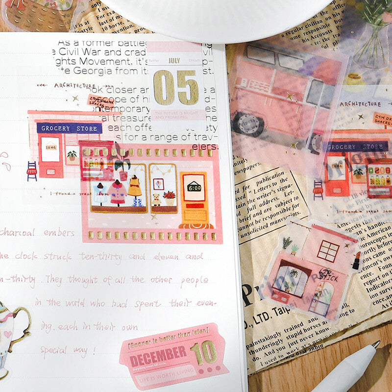 BGM Planner Sticker Flakes Leisurely Time Pink