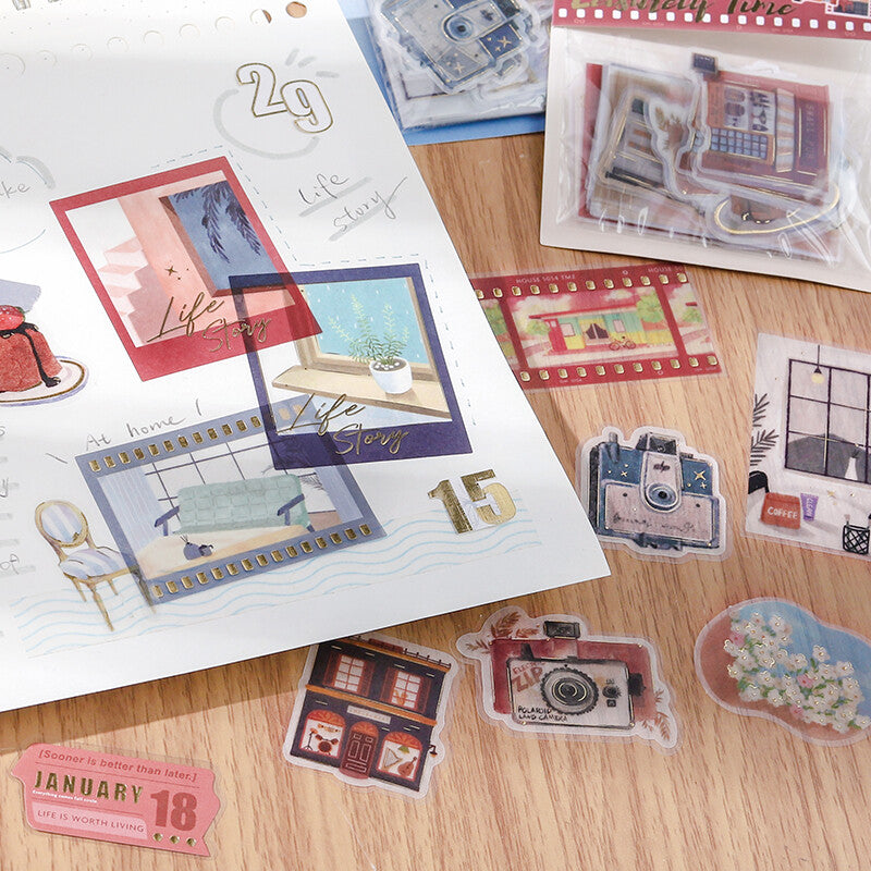 BGM Planner Sticker Flakes Leisurely Time Red