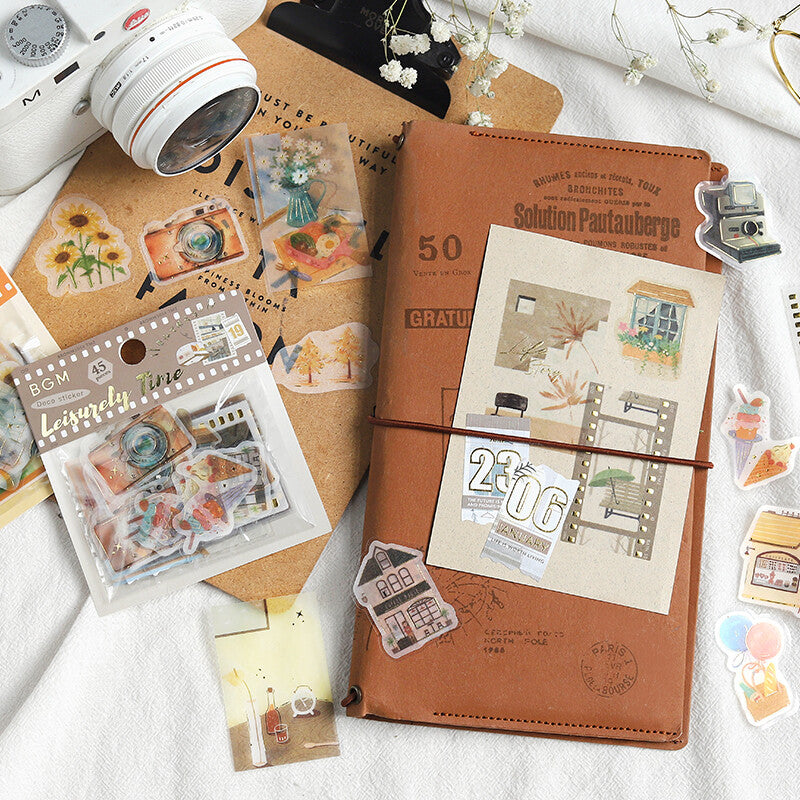 BGM Planner Sticker Flakes Leisurely Time Brown