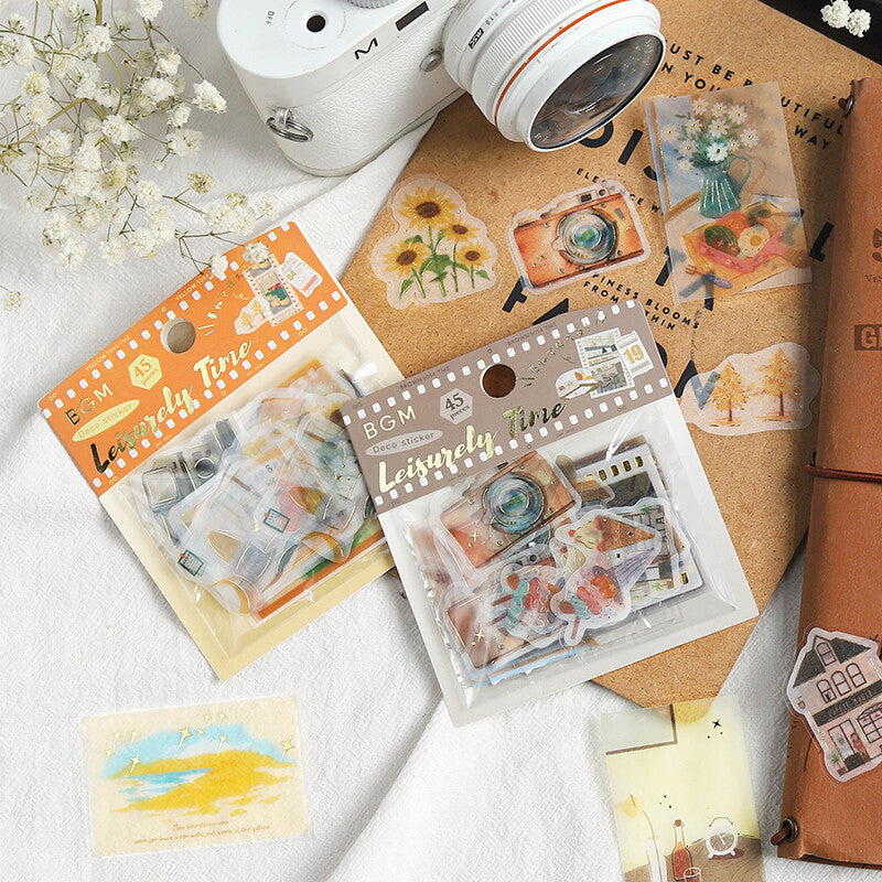 BGM Planner Sticker Flakes Leisurely Time Brown