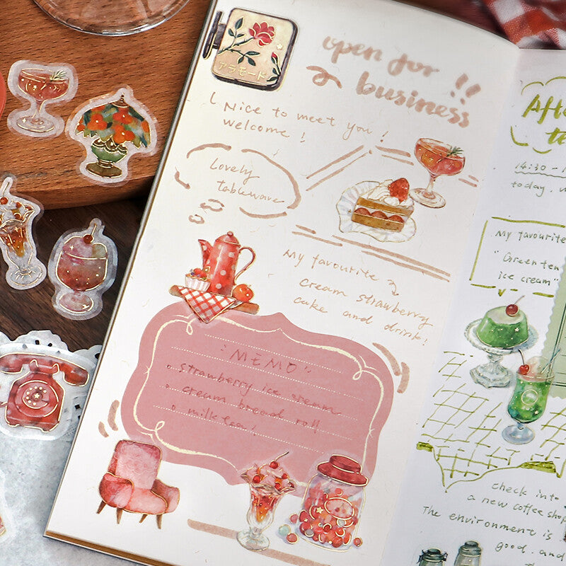 BGM Planner Sticker Flakes Cafe a la Mode Red